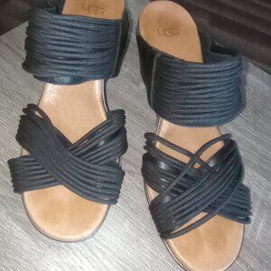 UGG Australia Women's Hilarie Wedge Slide Sandal Women's Size 8 Black Studded